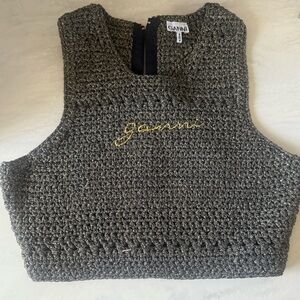 Ganni Charcoal Knit Sleeveless Top